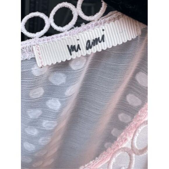 Mi Ami Francesca's Pink Bubble Gum Sleeveless Blouse Semi Sheer Keyhole Back Eye - Picture 5 of 7